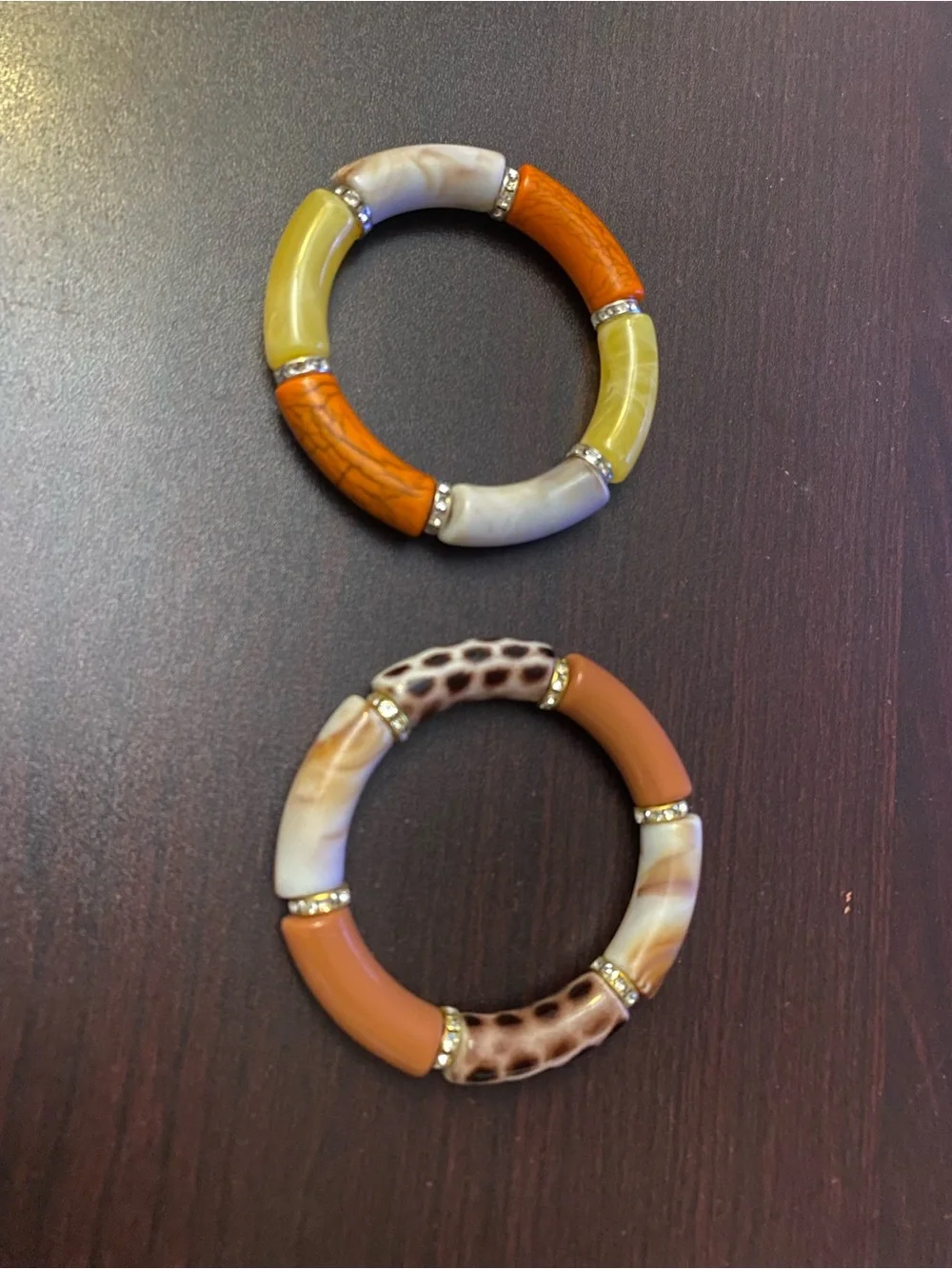 Handmade bracelet Bangle Set - Orange, Yellow, Cream